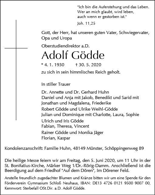 Erinnerungsbild für Adolf Gödde