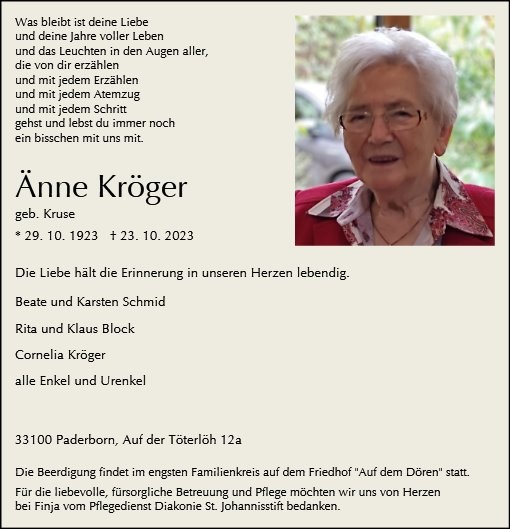 Erinnerungsbild für Änne Kröger