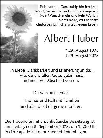 Erinnerungsbild für Albert Huber