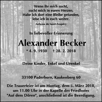 Erinnerungsbild für Alexander Becker