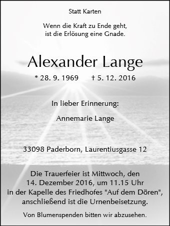 Erinnerungsbild für Alexander Lange