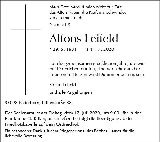 Erinnerungsbild für Alfons Leifeld