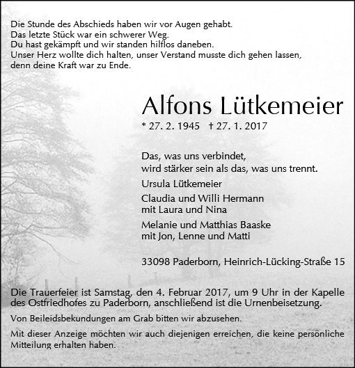 Erinnerungsbild für Alfons Lütkemeier