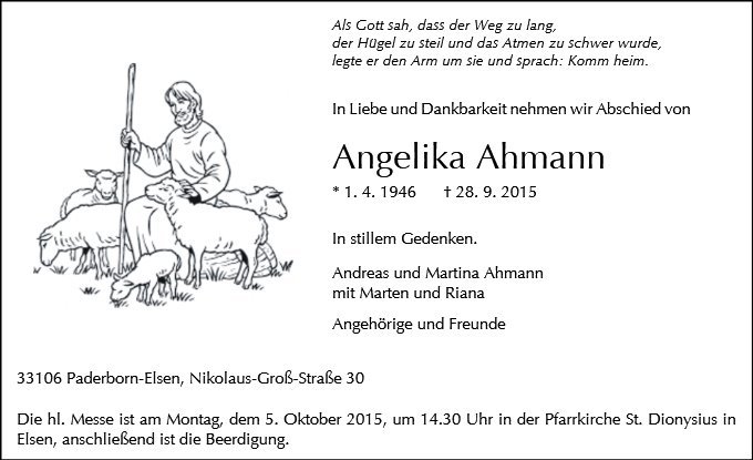 Erinnerungsbild für Angelika Ahmann