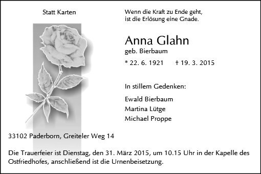 Erinnerungsbild für Anna Glahn