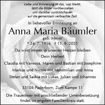 Erinnerungsbild für Anna Maria Bäumler