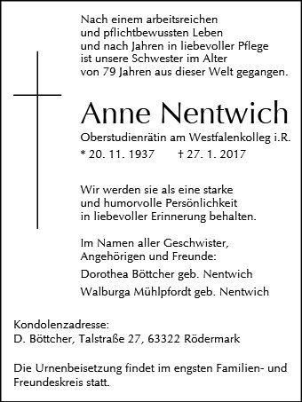 Erinnerungsbild für Anne Nentwich