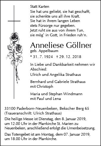 Erinnerungsbild für Anneliese Göllner