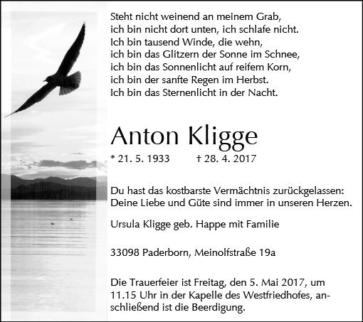 Erinnerungsbild für Anton Kligge