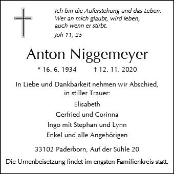 Erinnerungsbild für Anton Niggemeyer