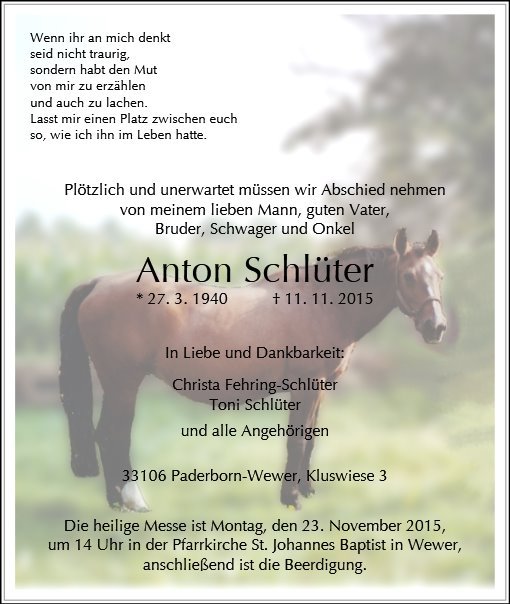 Erinnerungsbild für Anton Schlüter