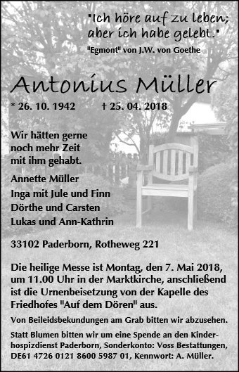 Erinnerungsbild für Antonius Müller