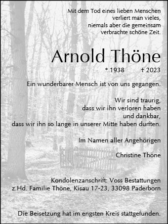 Erinnerungsbild für Arnold Thöne