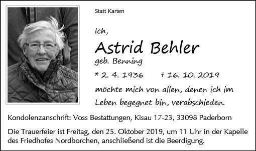 Erinnerungsbild für Astrid Behler