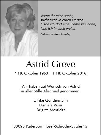 Erinnerungsbild für Astrid Greve