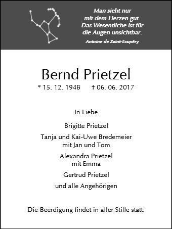 Erinnerungsbild für Bernd Prietzel