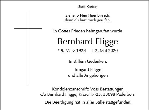 Erinnerungsbild für Bernhard Fligge