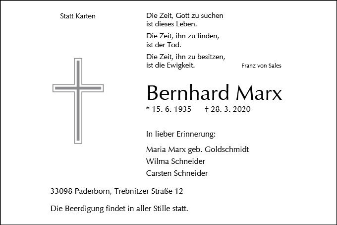 Erinnerungsbild für Bernhard Marx