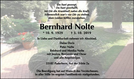Erinnerungsbild für Bernhard Nolte