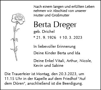 Erinnerungsbild für Bertra Dreger