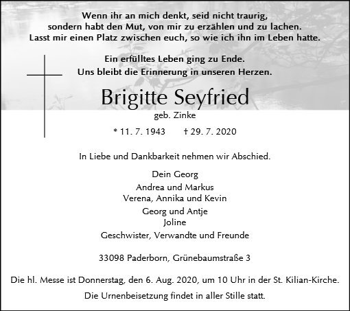 Erinnerungsbild für Brigitte Seyfried