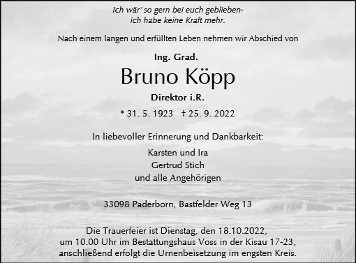 Erinnerungsbild für Bruno Köpp