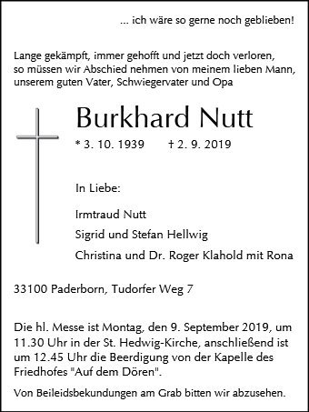 Erinnerungsbild für Burkhard Nutt
