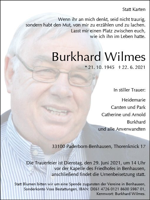 Erinnerungsbild für Burkhard Wilmes