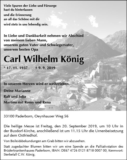 Erinnerungsbild für Carl Wilhelm König