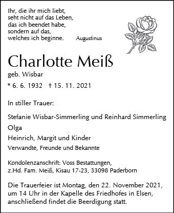 Erinnerungsbild für Charlotte Meiß