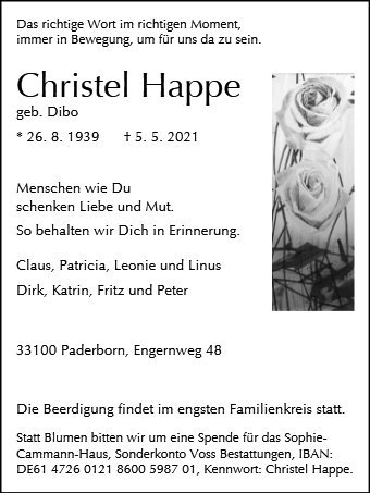 Erinnerungsbild für Christel Happe