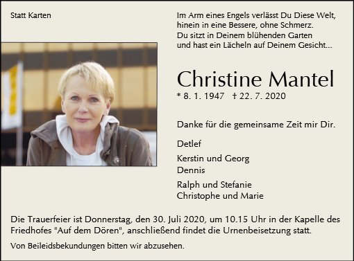 Erinnerungsbild für Christine Mantel