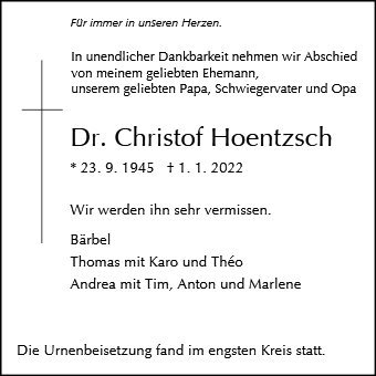Erinnerungsbild für Dr. Christof Hoentzsch