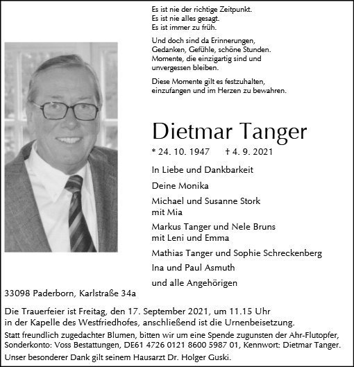 Erinnerungsbild für Dietmar Tanger