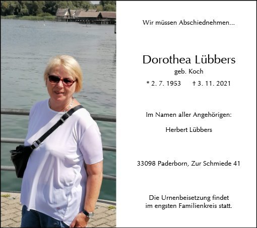 Erinnerungsbild für Dorothea Lübbers
