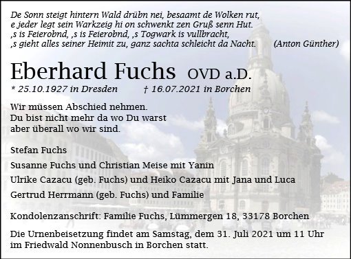 Erinnerungsbild für Eberhard Fuchs