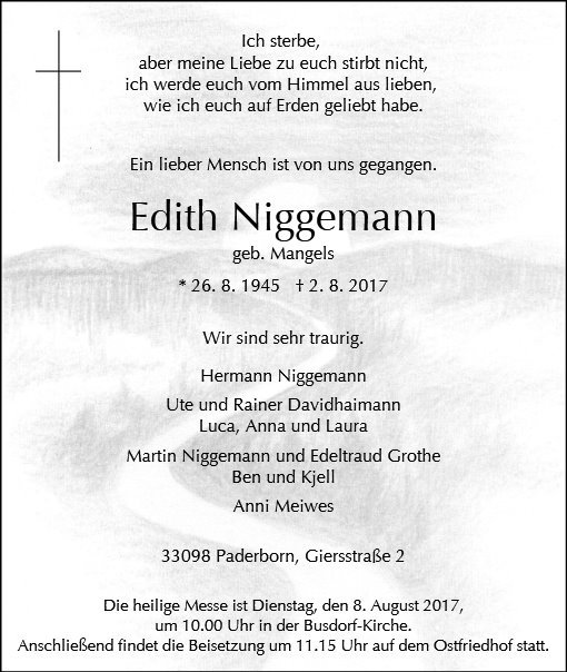 Erinnerungsbild für Edith Niggemann