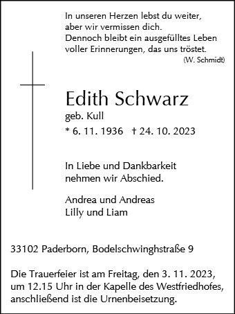 Erinnerungsbild für Edith Schwarz