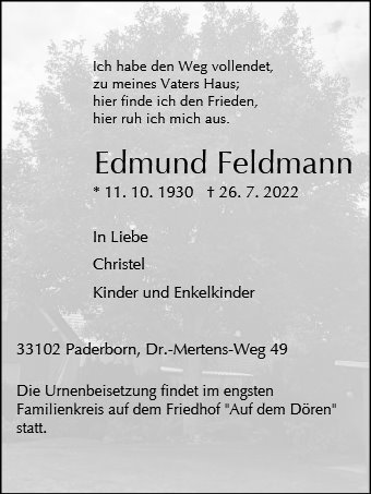 Erinnerungsbild für Edmund Feldmann