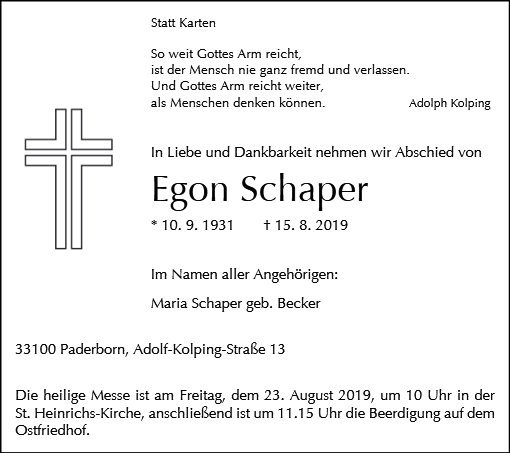 Erinnerungsbild für Egon Schaper