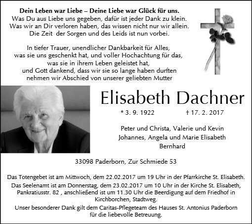 Erinnerungsbild für Elisabeth Dachner
