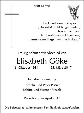 Erinnerungsbild für Elisabeth Göke