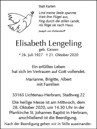 Erinnerungsbild für Elisabeth Lengeling