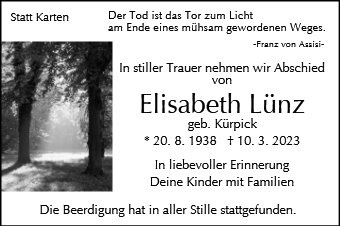 Erinnerungsbild für Elisabeth  Lünz