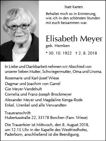 Erinnerungsbild für Elisabeth Meyer