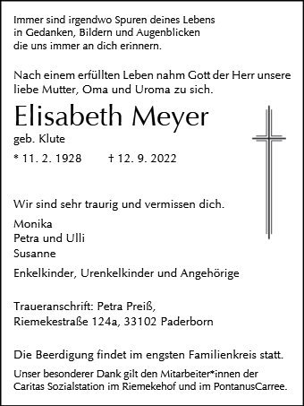 Erinnerungsbild für Elisabeth Meyer