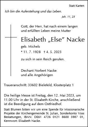 Erinnerungsbild für Elisabeth Nacke