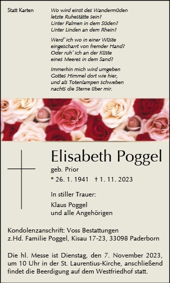 Erinnerungsbild für Elisabeth Poggel