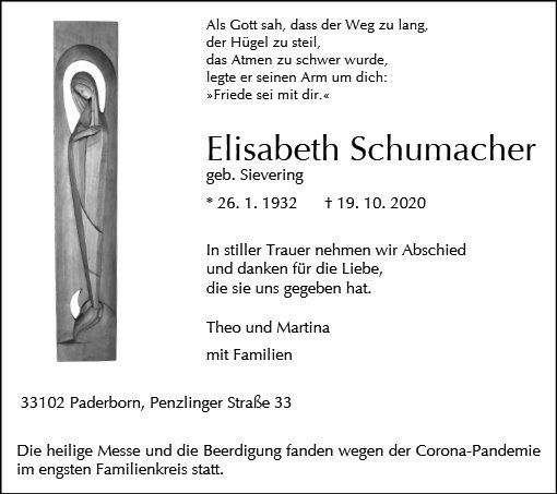 Erinnerungsbild für Elisabeth Schumacher
