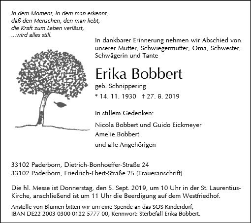Erinnerungsbild für Erika Bobbert